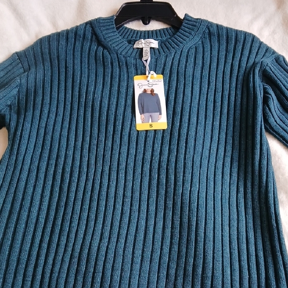 Jessica Simpson Teal Ribbed Crewneck Sweater - Picture 3 of 6